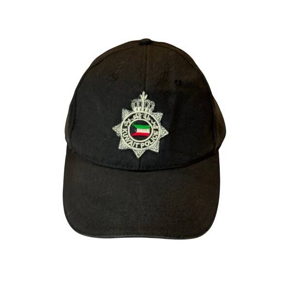 Kuwait Police Hat Black Adjustable Embroidered Crest Preowned Cotton Cap Unusual - Picture 1 of 12